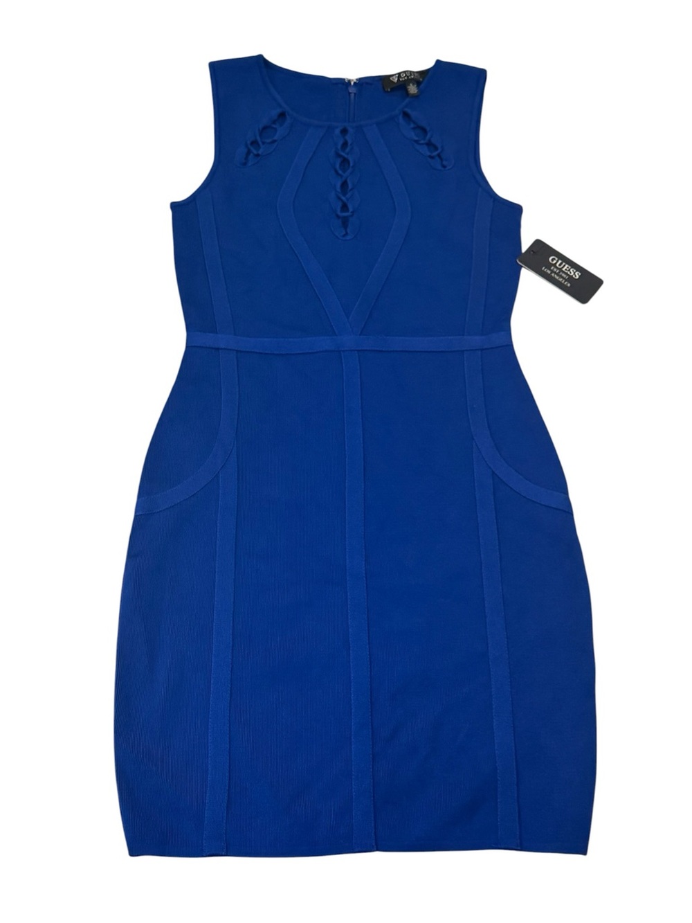 GUESS Sleeveless Bodycon Colbalt Blue Sheath Dress Womens Size Small